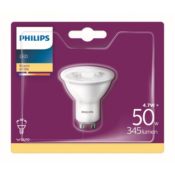 Philips 8718696829851 LED žiarovka 1x4,7W | GU10 | 2700K
