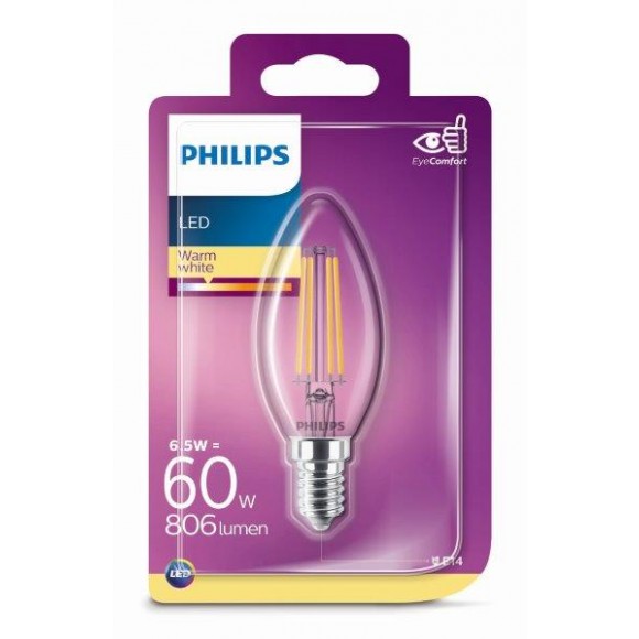 Philips 8718699648763 LED žiarovka 1x6,5W | E14 | 2700K - EYECOMFORT