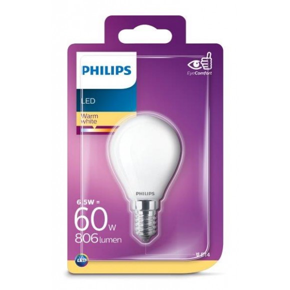 Philips 8718699648848 LED žiarovka Classic 1x6,5W | E14 | 2700K - EYECOMFORT