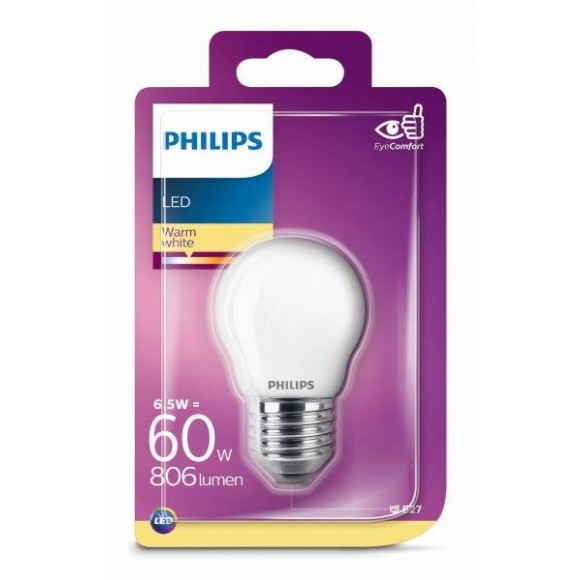 Philips 8718699648862 LED žiarovka Classic 1x6,5W | E27 | 2700K - EYECOMFORT