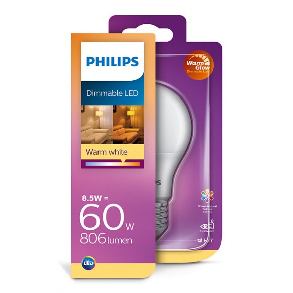 Philips 8718699659769 LED žiarovka 1x8,5W | E27 | 2700K - stmievateľná, EYECOMFORT