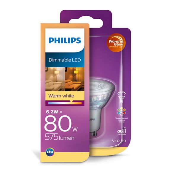 Philips 8718699662691 LED žiarovka 1x7W | GU10 | 2700K - stmievateľná, EyeComfort
