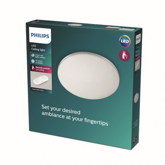 Philips 8718699750619 LED stropné svietidlo Toba 1x23W | 2800lm | 2700-6500K - diaľkový ovládač, EyeComfort, biela