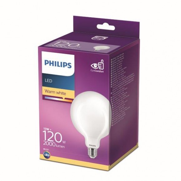 Philips 8718699764814 LED žiarovka 1x13W | E27 | 2000lm | 2700K - teplá biela, matná biela, EyeComfort