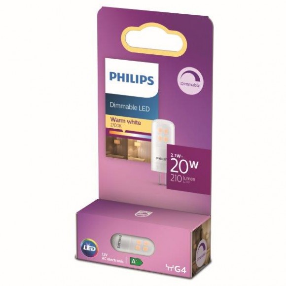 Philips 8718699767518 LED žiarovka Kapsule 1x2,1W | G4 | 210lm | 2700K - teplá biela, stmievateľná