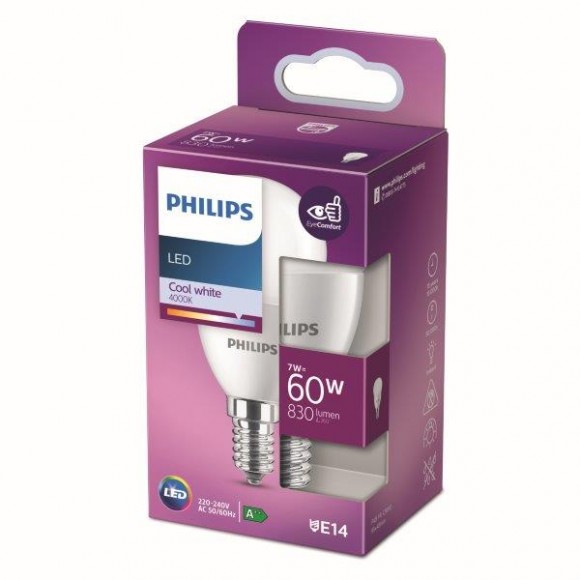 Philips 8718699771898 LED žiarovka 1x1,7W | E14 | 830lm | 4000K - studená biela, matná biela, EyeComfort