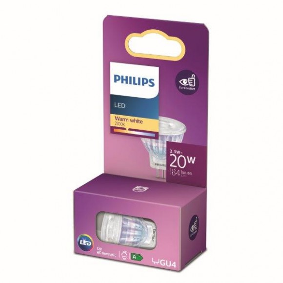 Philips 8718699774073 LED žiarovka 1x2,3W | GU4 | 184lm | 2700K - teplá biela, bodová, Eyecomfort