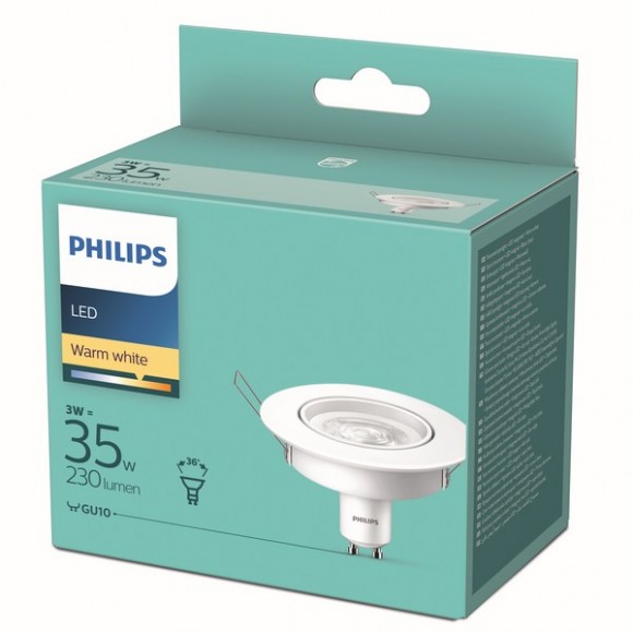 Philips 8718699777937 LED zápustné bodové svietidlo 1x3W | GU10 | 230L | 2700K - biela