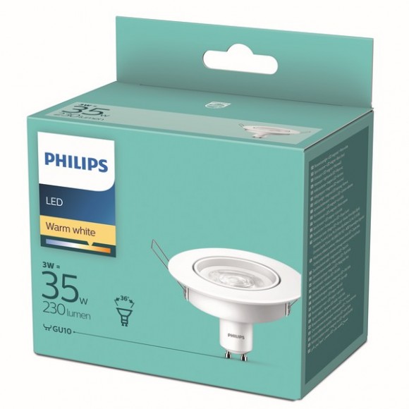Philips 8718699777937 LED zápustné bodové svietidlo 1x3W | GU10 | 230L | 2700K - biela