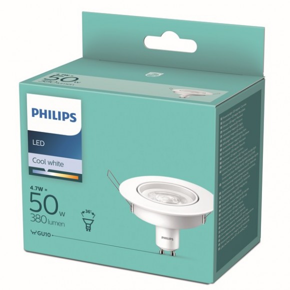 Philips 8718699777999 LED zápustné bodové svietidlo 1x4,7W | GU10 | 380lm | 4000K - biela