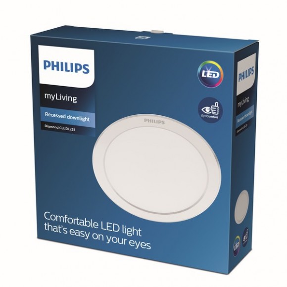 Philips 8719514250161 LED zápustné bodové svietidlo Diamond cut 1x17W | 1600L | 3000K - EyeComfort, biela