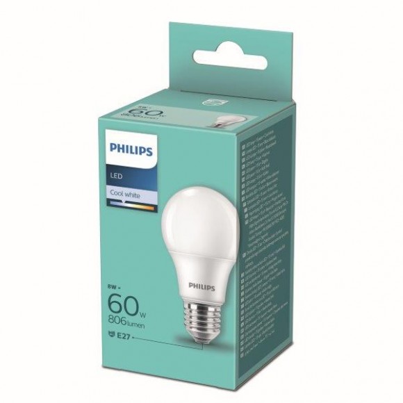 Philips 8719514257580 LED žiarovka 1x8W-60W | E27 | 806lm | 4000K - biela
