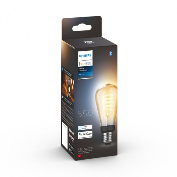 Philips Hue 8719514301467 LED filamentová žiarovka ST64 1x7W | E27 | 550lm | 2200-4500K - stmievateľná, Bluetooth, White Ambiance