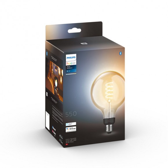 Philips Hue 8719514301542 LED filamentová žiarovka G125 1x7W | E27 | 550lm | 2200-4500K - White Ambience, stmievateľná, Bluetooth