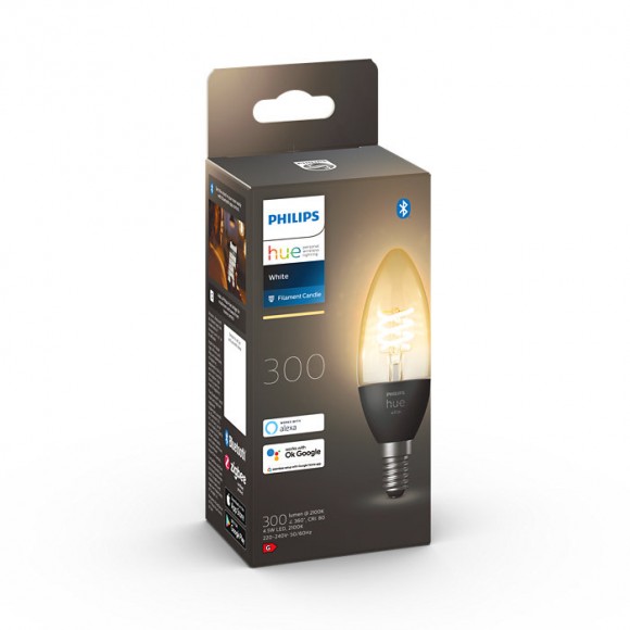 Philips Hue 8719514302235 LED filamentová žiarovka 1x4,5W | E14 | 300lm | 2100K - White Ambience, stmievateľná, Bluetooth