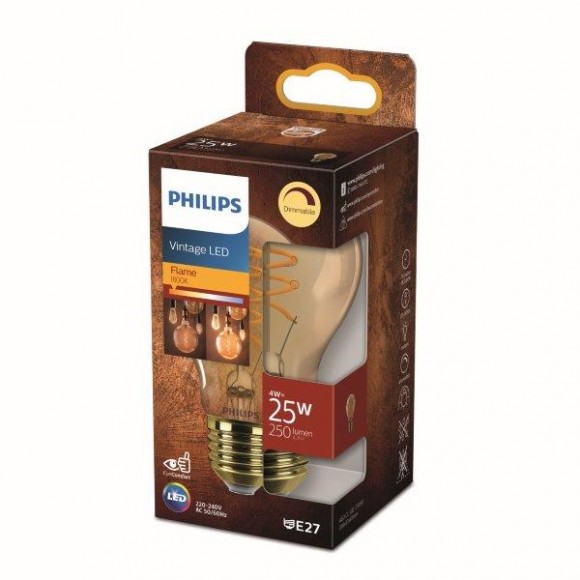 Philips 8719514315433 LED žiarovka Vintage 4W / 25W | E27 | 250lm | 1800K | A60 - stmievateľná, zlatá