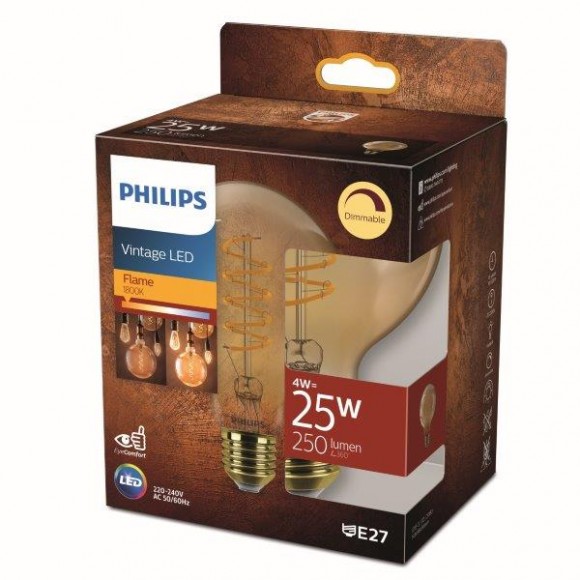 Philips 8719514315471 LED žiarovka Vintage 4W / 25W | E27 | 250lm | 1800K | G93 - stmievateľná, zlatá