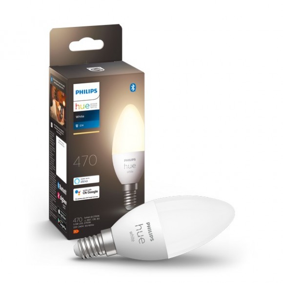Philips Hue 871951432066 LED žiarovka 1x5.5W | E14 | 470lm | 2700K - Bluetooth, biela