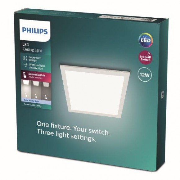 Philips 8719514326668 LED stropné panelové svietidlo Super Slim 1x12W | 1200lm | 4000K - EyeComfort, biela