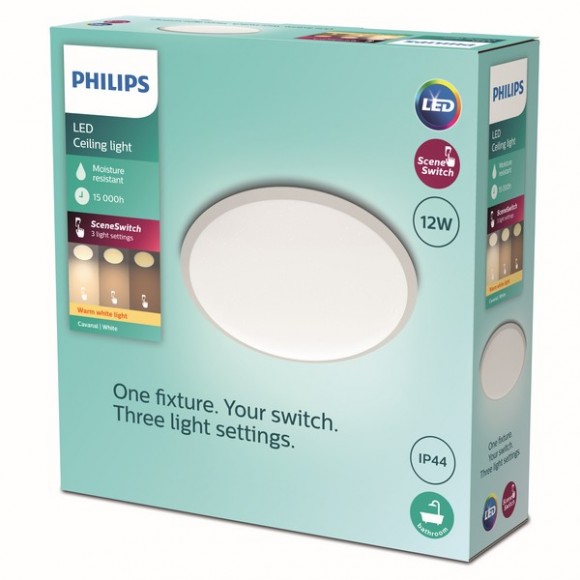 Philips 8719514326866 LED stropné svietidlo Super Slim 1x12W | 1200lm | 2700K | IP44 - EyeComfort, biela