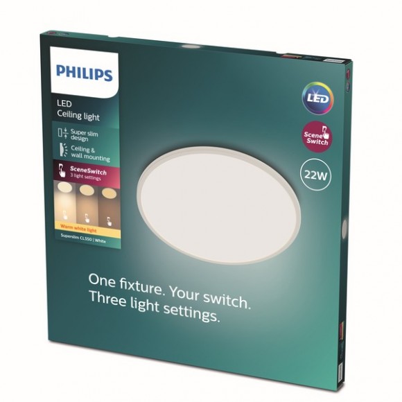 Philips 8719514327061 LED stropné svietidlo Super Slim 1x22W | 2000lm | 2700K - EyeComfort, biela
