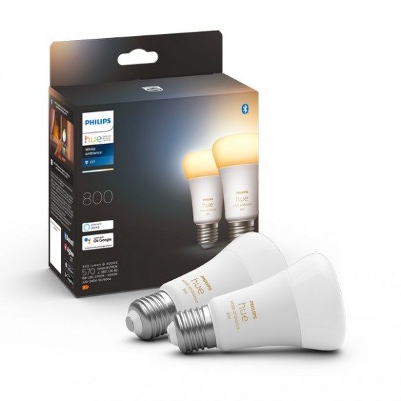 Philips Hue 8719514328242 LED žiarovky set 2x6W | E27 | 800lm | 2200-6500K - sada 2ks, stmievateľné, Bluetooth, ZigBee, White Ambiance, biela