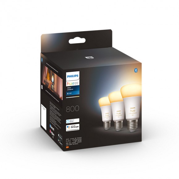 Philips Hue 8719514328266 LED žiarovka 3x6W | E27 | 800lm | 2200-6500K - set 3 ks, stmievateľné, Bluetooth, White Ambiance