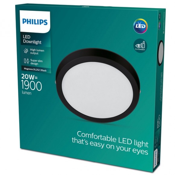 Philips 8719514328778 LED stropné svietidlo Magneos Slim 1x20W | 1900lm | 2700K - EyeComfort, čierna