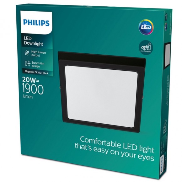 Philips 8719514328822 LED stropné svietidlo Magneos Slim 1x20W | 1900lm | 2700K - EyeComfort, čierna