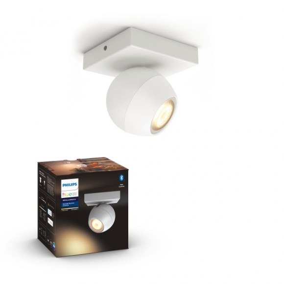 Philips Hue 8719514339187 LED bodové nástenné alebo stropné svietidlo Buckram 1x5W | GU10 | 350lm | 2200-6500K - stmievateľné, Bluetooth, White Ambiance, biela