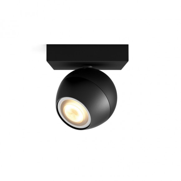 Philips Hue 8719514339200 LED bodové nástenné alebo stropné svietidlo Buckram 1x5W | GU10 | 350lm | 2200-6500K- stmievateľné, Bluetooth, White Ambiance, čierna