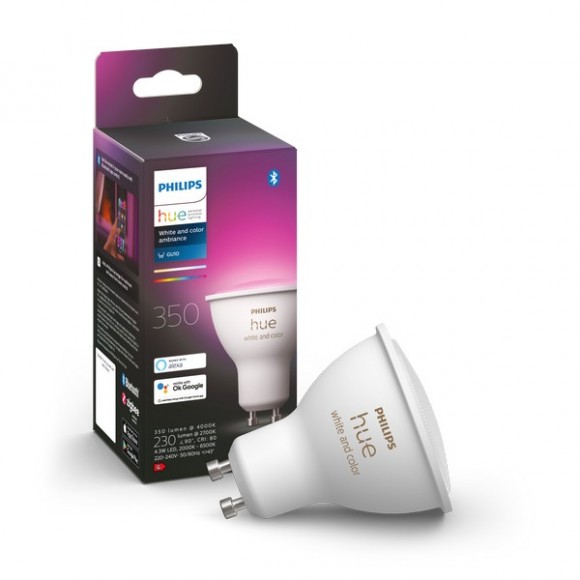 Philips Hue 8719514339880 LED žiarovka 1x5w | GU10 | 350lm | 2000-6500K - Bluetooth, stmievateľná, White and Color Ambiance, biela