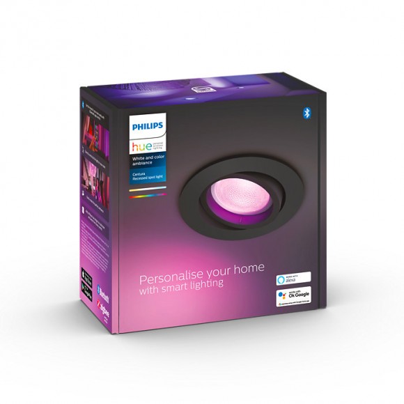 Philips Hue 8719514342927 LED zápustné bodové svietidlo Centura 1x5,7W | GU10 | 350L | 2200-6500K | RGB - stmievateľné, Bluetooth, White and color Ambiance, čierna