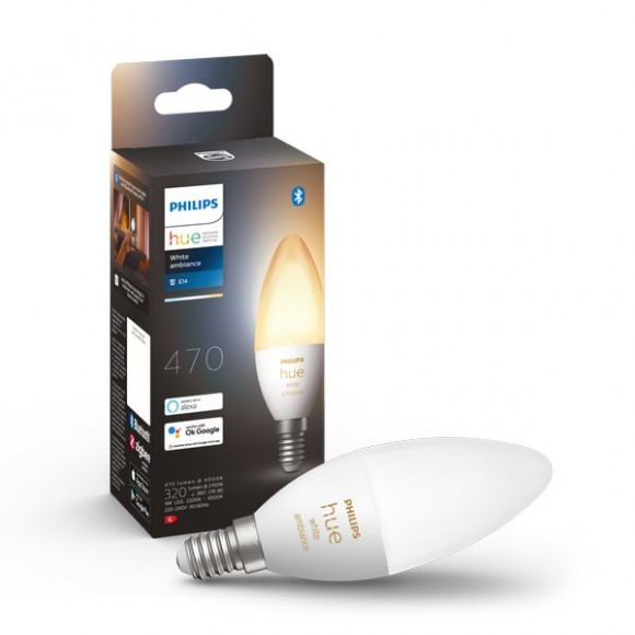 Philips Hue 8719514356658 LED žiarovka 1x4W | E14 | 470lm | 2200-6500K - sviečka, stmievateľné, Bluetooth, White