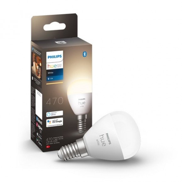 Philips Hue 8719514356696 LED žiarovka 1x5,7W | E14 | 470lm | 2700K | P45 - Bluetooth, White