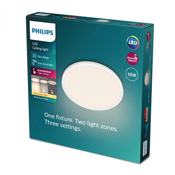 Philips 8719514431904 LED stropné svietidlo Ozziet 1x18W | 1800lm | 2700K- stmievateľné - SceneSwitch, biela