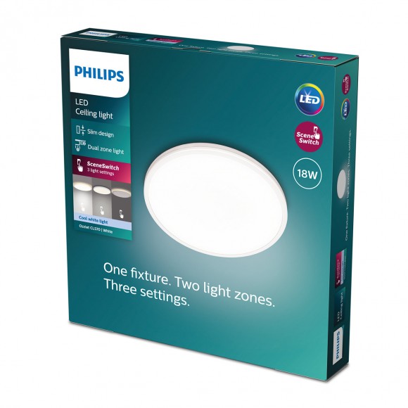 Philips 8719514431942 LED stropné svietidlo Ozziet 1x18W | 2000lm | 4000K- stmievateľné - SceneSwitch, biela