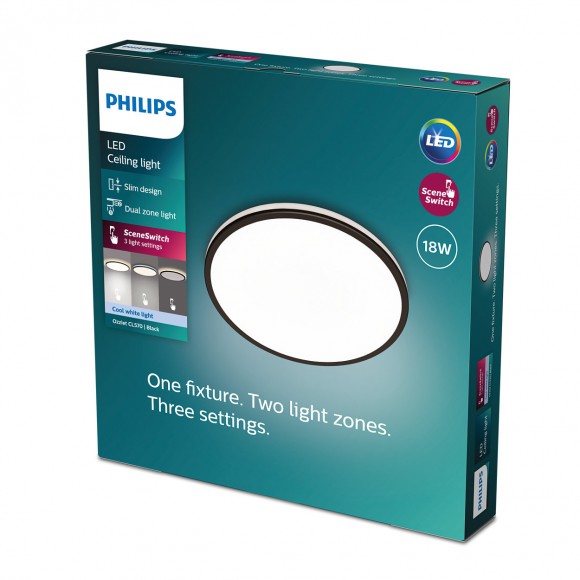 Philips 8719514431966 LED stropné svietidlo Ozziet 1x18W | 2000lm | 4000K- stmievateľné - SceneSwitch, čierna