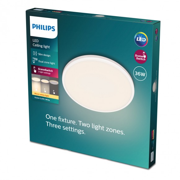 Philips 8719514432062 LED stropné svietidlo Ozziet 1x36W | 3900lm | 2700K- stmievateľné - SceneSwitch, biela