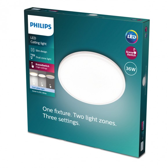 Philips 8719514432109 LED stropné svietidlo Ozziet 1x36W | 4100lm | 4000K- stmievateľné - SceneSwitch, biela