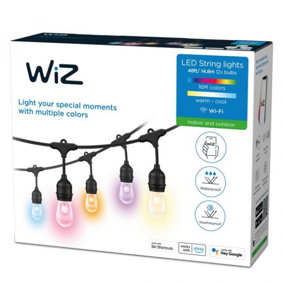 WiZ 8719514554450 svetelná reťaz 12W | 2200-6500K | IP65 | RGB - čierna