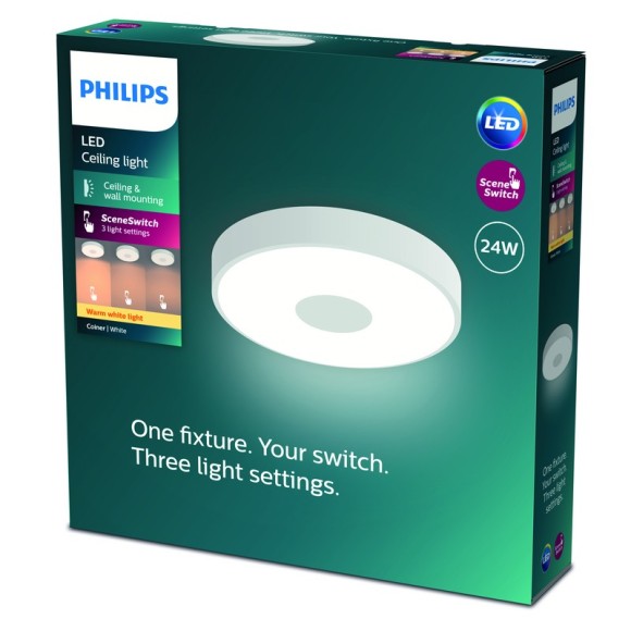 Philips 8720169301252 LED prisadené stropné svietidlo Coiner  | 24W integrovaný LED zdroj | 2700lm | 2700K
