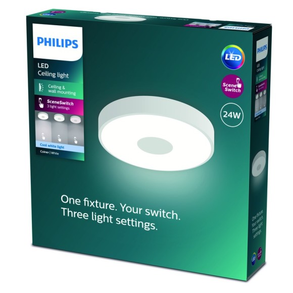 Philips 8720169301276 LED prisadené stropné svietidlo Coiner  | 24W integrovaný LED zdroj | 2800lm | 4000K
