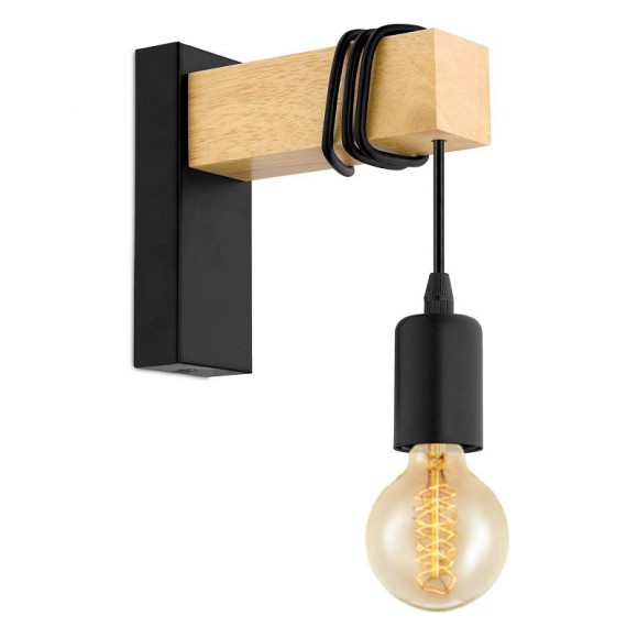Eglo 32917 nástenné svietidlo Townshend 5 1x10W | E27 - čierna, drevo
