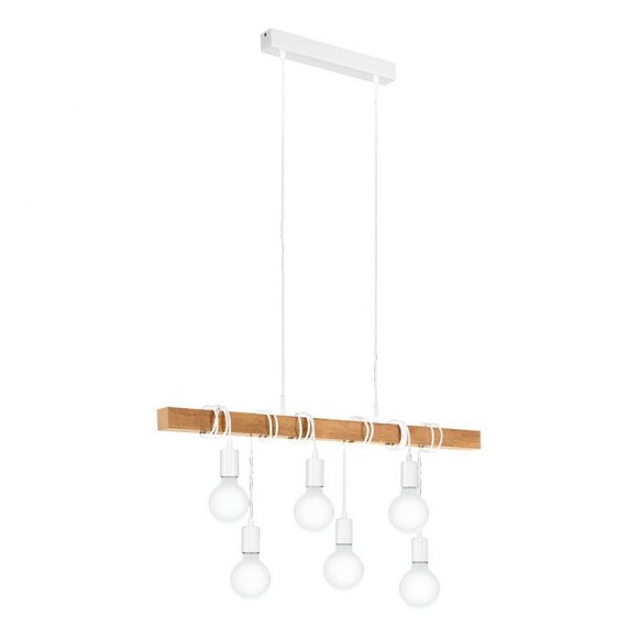 Eglo 33165 závesné stropné svietidlo Townshend 6x60W | E27 - biela, drevo