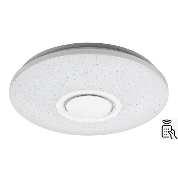 Rabalux 3509 LED stropné svietidlo s reproduktorom Rodion 1x24W | 1800lm | 2700-6500K | RGB - CCT, stmievateľné, Wi-Fi, časovač, diaľkové ovládanie, nastaviteľná teplota osvetlenia, biela