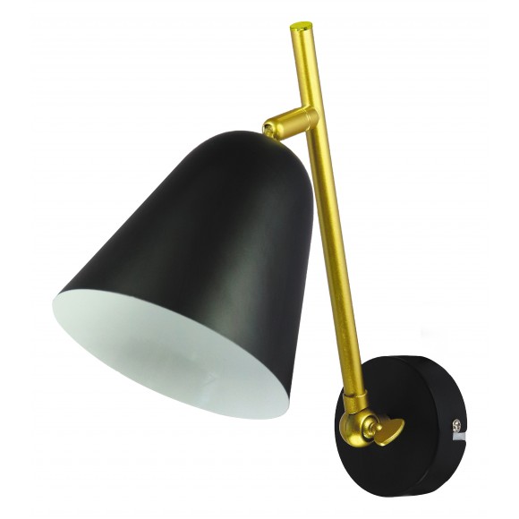 Rabalux 5375 nástenná lampa Alder 1x40W | E14 | IP20 - vypínač na tele, čierna so zlatými a bielymi detailmi