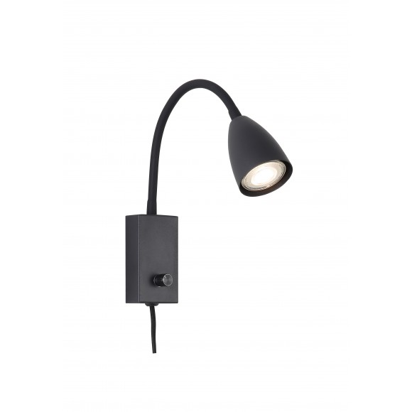 Rabalux 6719 nástenná lampa Mika 1x25W | GU10 | IP21 - čierna, vypínač na tele