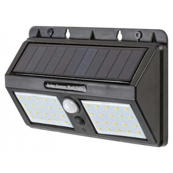 Rabalux 7881 LED vonkajšie nástenné solárne svietidlo s pohybovým čidlom Ostrava 1x2,4W | 225lm | 4000K | IP44 - čierna
