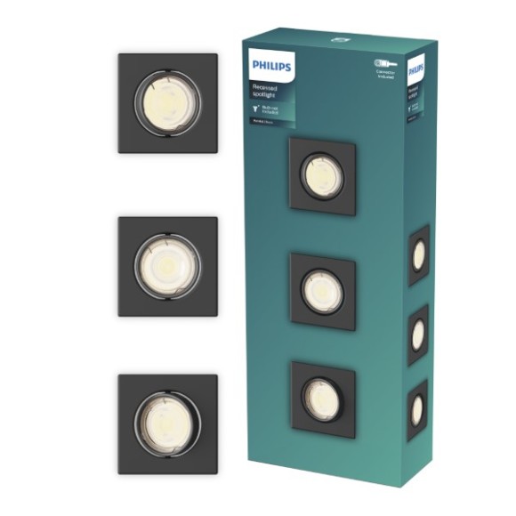 Philips 8721103037039 sada zapustených svietidiel Peridot  GU10 | čierna